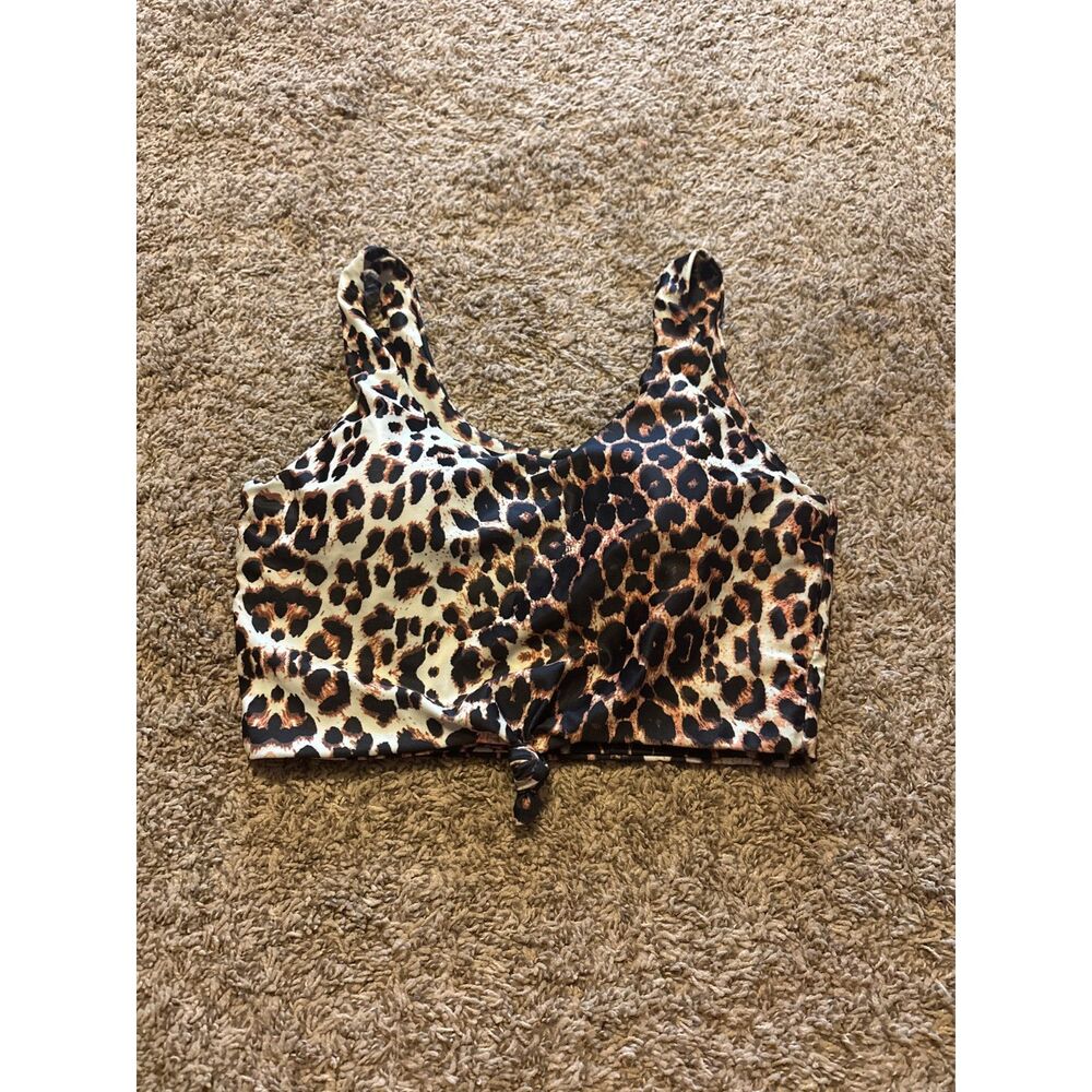 Zaful cheetah leopard print longline bikini top